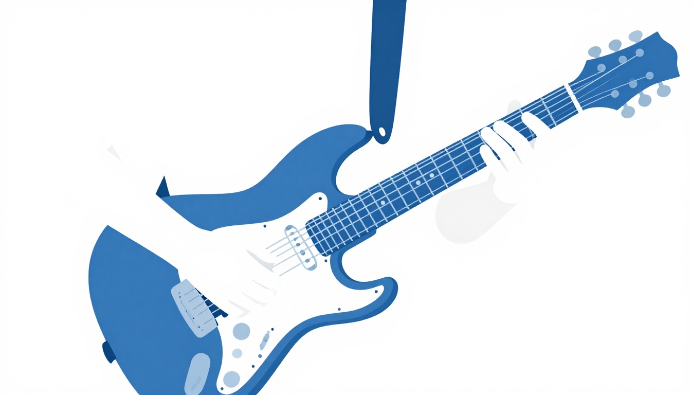 A right hand muting guitar strings with the palm while strumming a rhythmic pattern