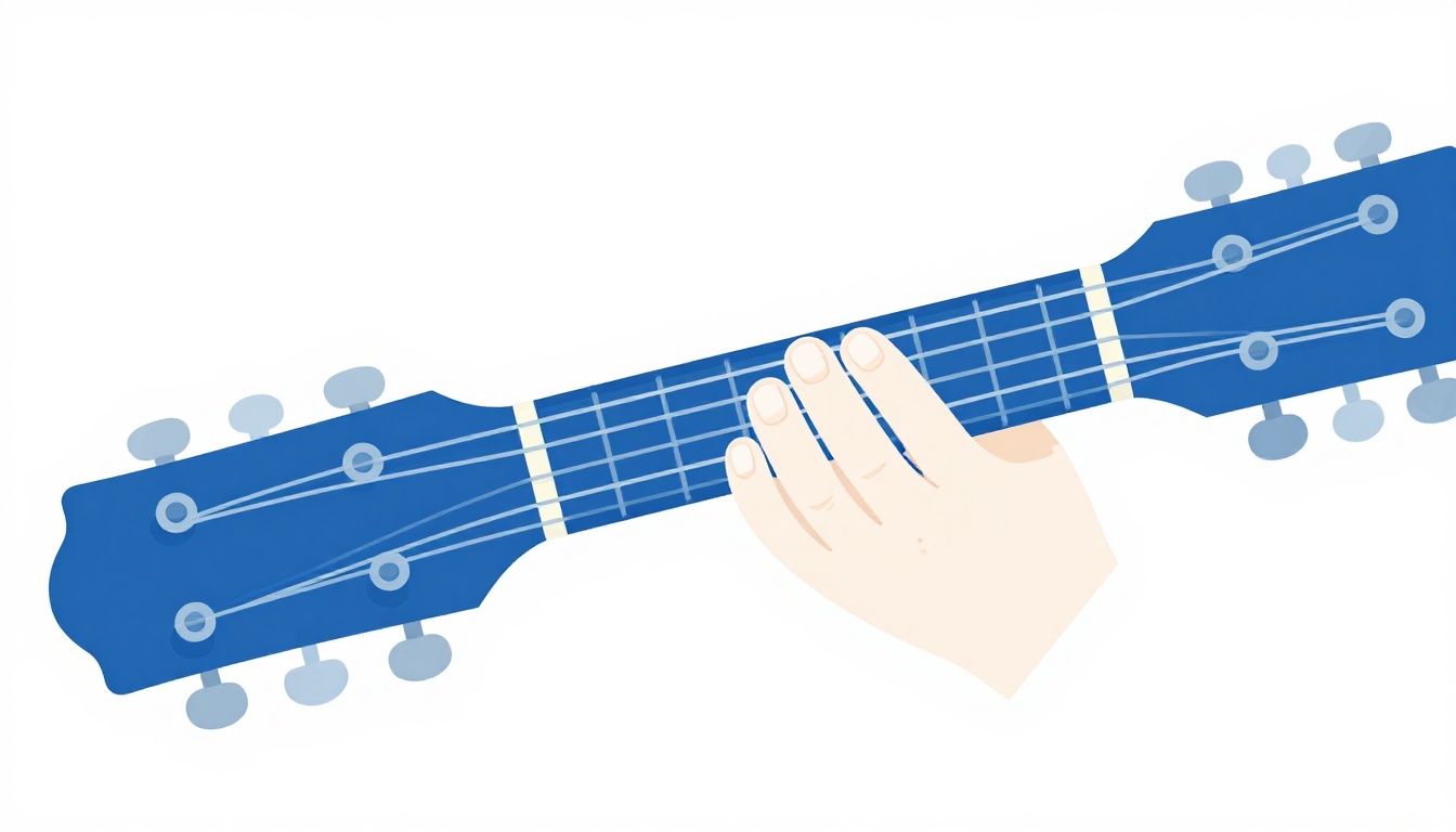 A close-up of a right hand thumb and fingers plucking the strings near the soundhole of an acoustic guitar in a classical fingerstyle position
