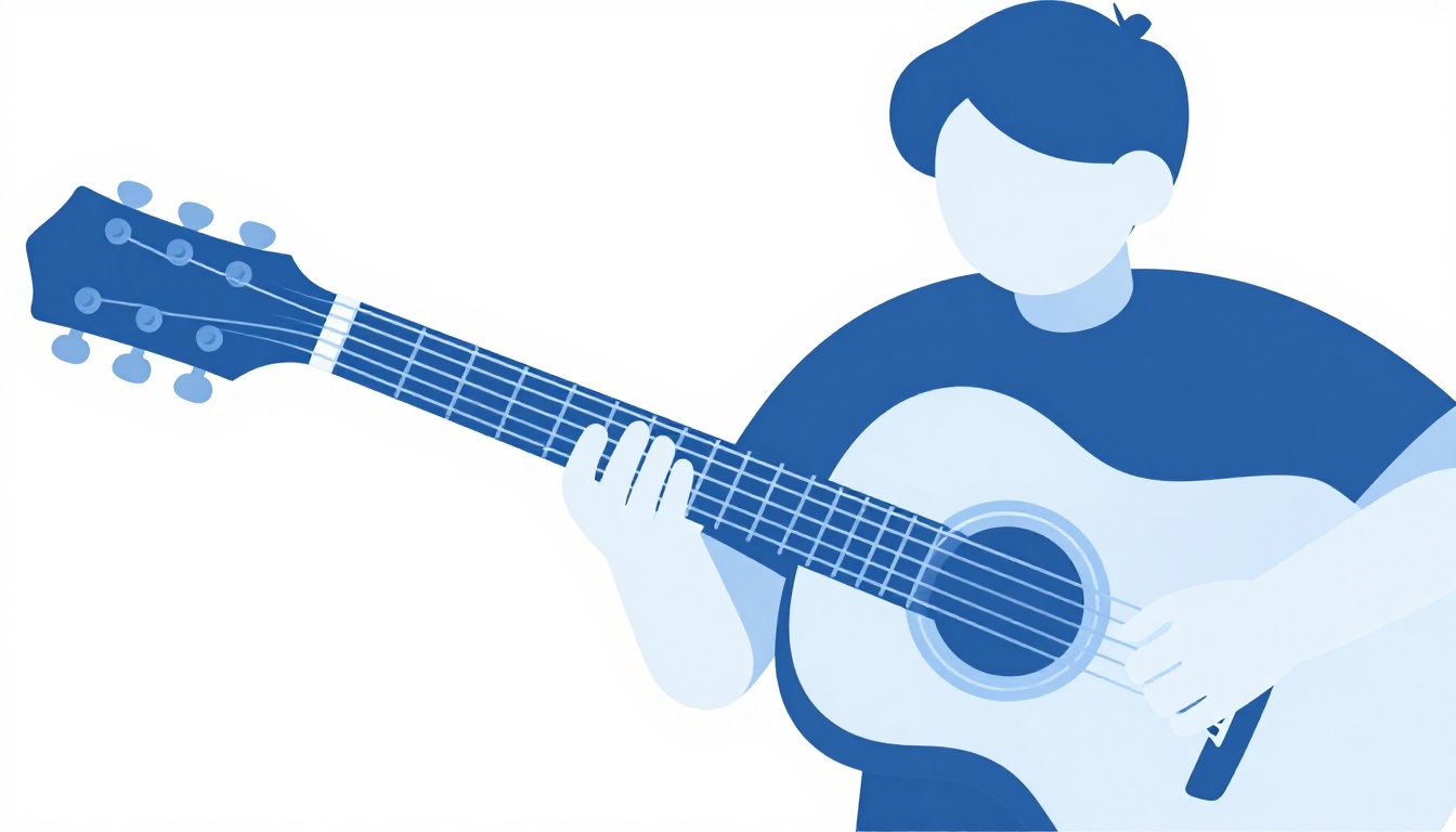 A close up of a right hand strumming an electric guitar near the bridge, muting the strings with the heel of the palm