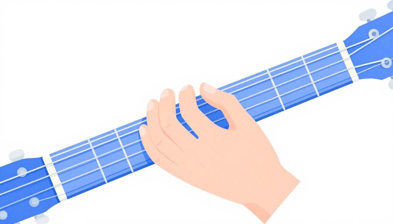 A close up of a right hand plucking individual strings near the sound hole of an acoustic guitar, thumb and fingers separated