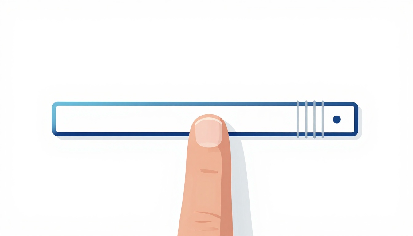 A close-up of a fingertip positioned directly behind a metal fret wire on an acoustic guitar neck