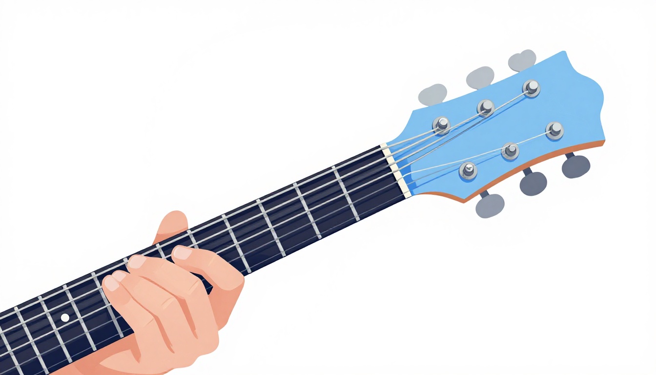 A close up of a hand bending a string on an electric guitar neck high up near the upper frets