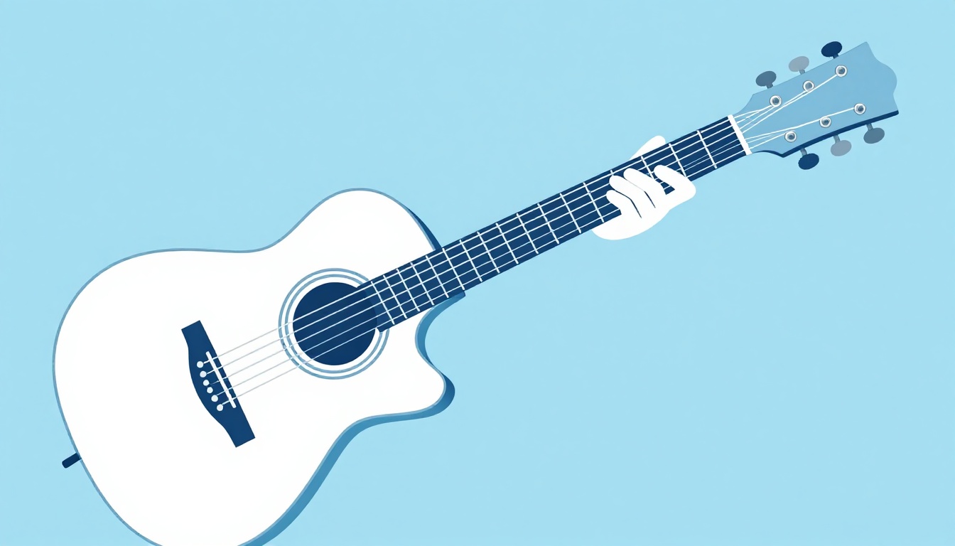A hand clipping a capo onto the second fret of an acoustic guitar neck
