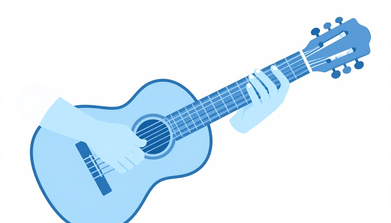 A hand fingerpicking a nylon string guitar in flamenco style
