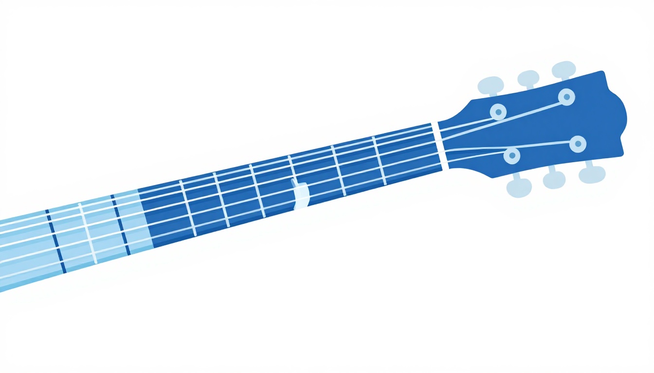 A close up of a smaller hand practicing a simplified chord shape low on an acoustic guitar neck