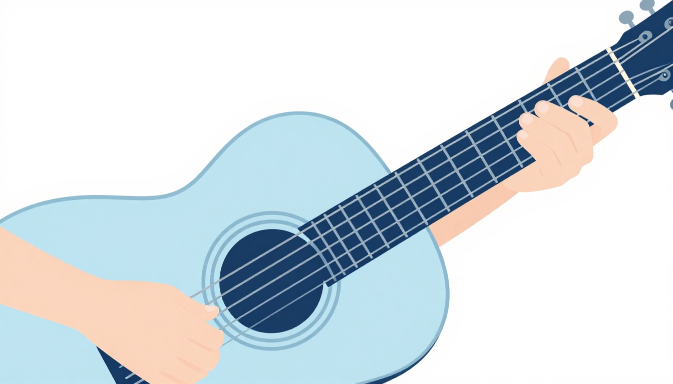A close up of a hand strumming a twelve string acoustic guitar