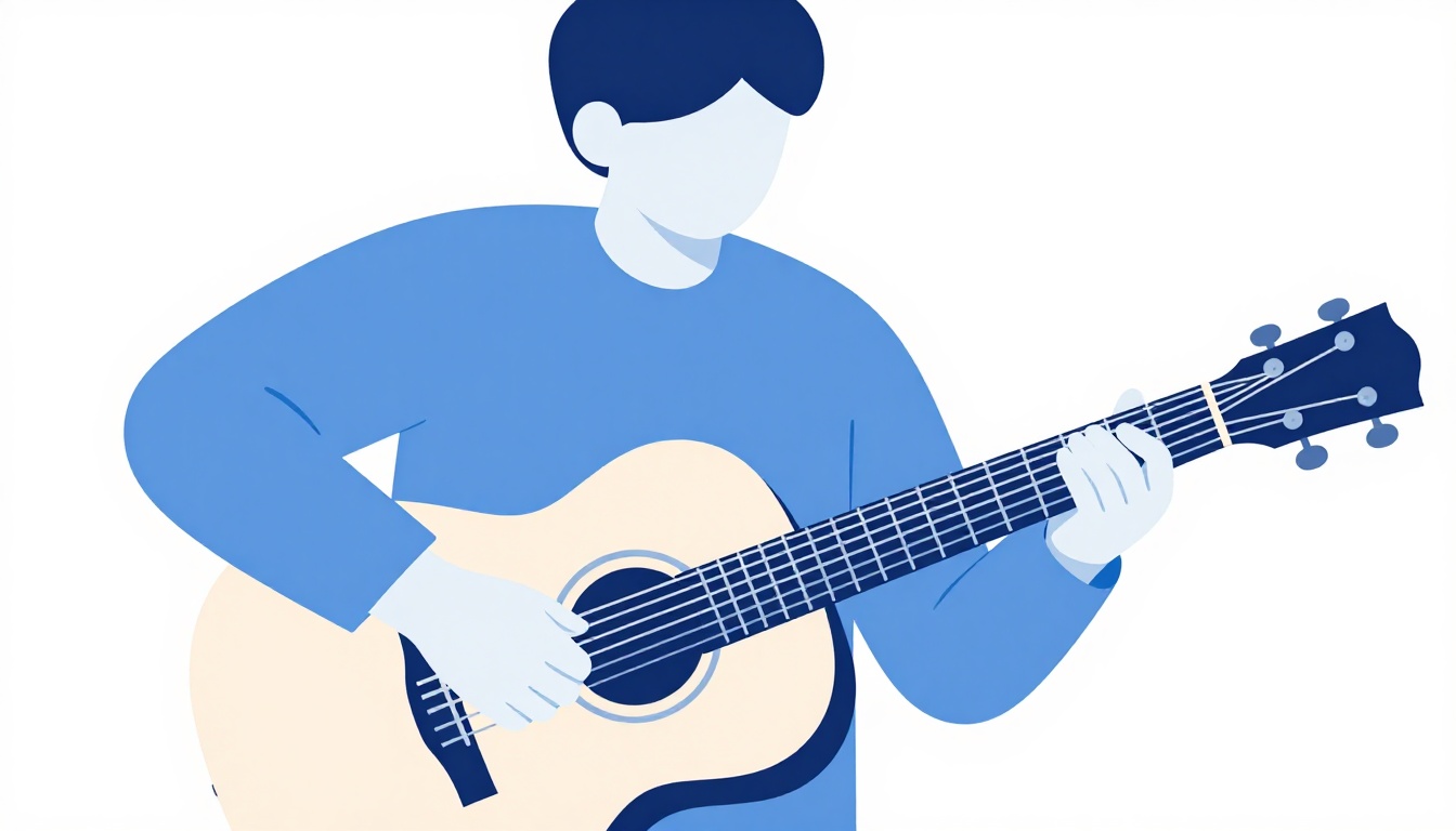 A close up of a hand picking a single note near the first fret of an acoustic guitar